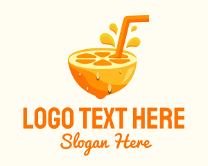 Straw - Orange Fruit Juice logo design