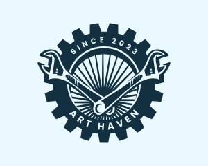 Wrench Cog Mechanic logo design