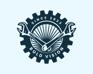 Wrench Cog Mechanic logo design