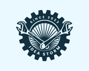 Wrench Cog Mechanic logo design