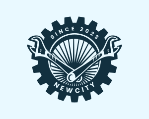 Wrench Cog Mechanic logo design