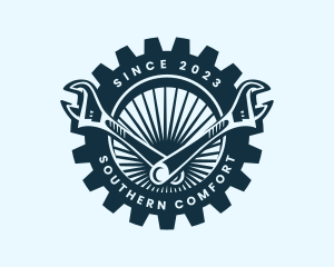 Wrench Cog Mechanic logo design