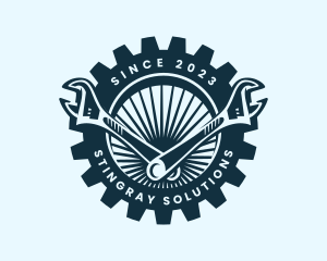 Wrench Cog Mechanic logo design