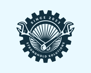 Wrench Cog Mechanic logo design