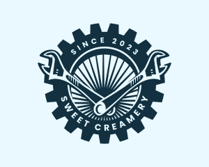 Wrench Cog Mechanic logo design