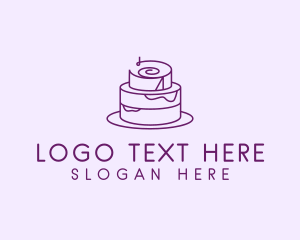 Wedding Cake - Purple Minimal Cake logo design