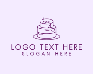 Pastry Cook - Purple Minimal Cake logo design