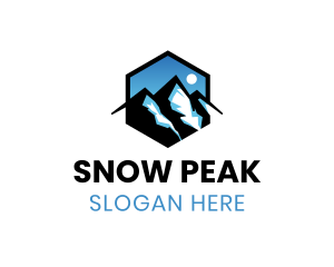 Skiing - Hexagon Blue Mountains logo design