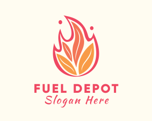 Gasoline - Organic Fire Leaves logo design