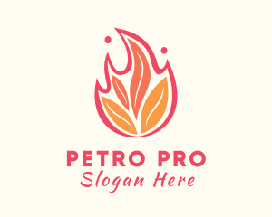 Petroleum - Organic Fire Leaves logo design