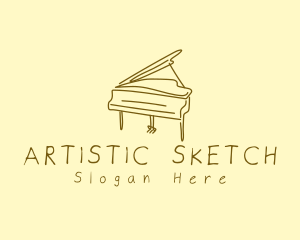 Drawing - Grand Piano Drawing logo design