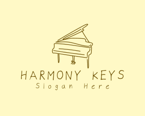 Pianist - Grand Piano Drawing logo design