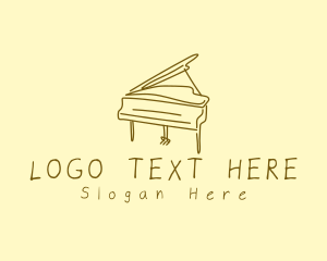 Music Band - Grand Piano Drawing logo design