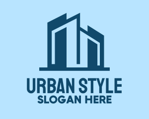Real Estate Agent - Geometric Blue City logo design