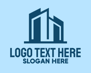 Property Builder - Geometric Blue City logo design