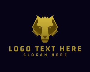 Hound - Gold Wild Wolf logo design