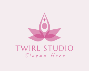 Abstract Woman Lotus Yoga logo design