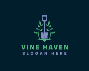 Landscaping Garden Vine Shovel logo design