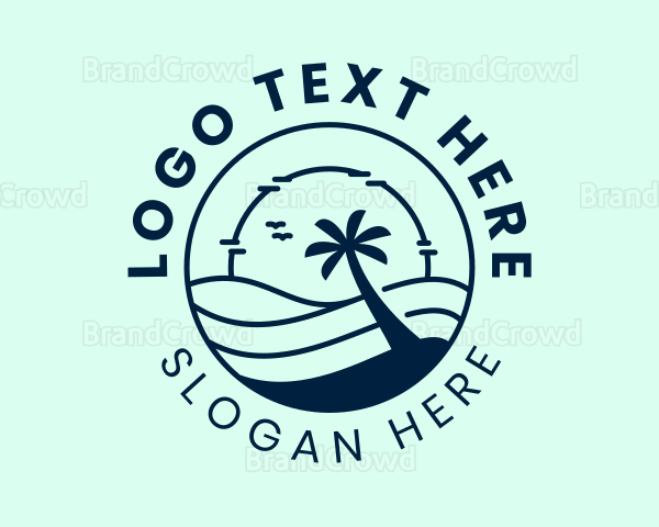 Ocean Beachside Sunset Logo