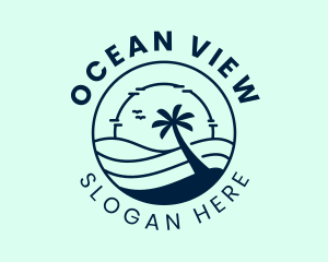 Ocean Beachside Sunset logo design