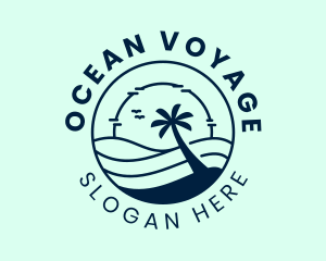 Ocean Beachside Sunset logo design