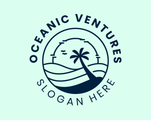 Ocean Beachside Sunset logo design