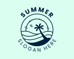 Ocean Beachside Sunset logo design