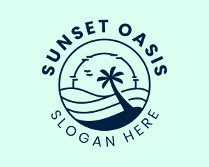 Ocean Beachside Sunset logo design