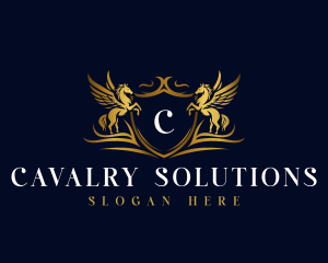 Cavalry - Mythical Pegasus Crest logo design