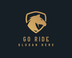 Gold Horse Shield logo design