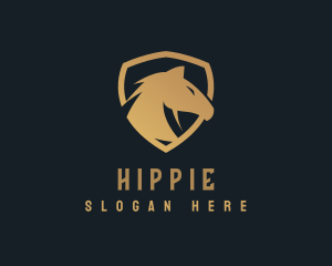 Golden - Gold Horse Shield logo design