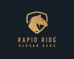 Gold Horse Shield logo design