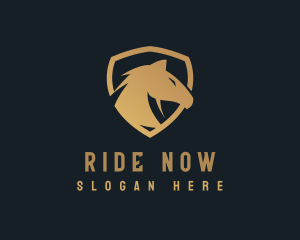 Gold Horse Shield logo design