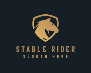 Gold Horse Shield logo design