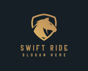 Gold Horse Shield logo design