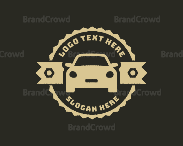 Rustic Car Mechanic Badge Logo