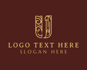 Expensive - Elegant Decorative Swirl Letter U logo design