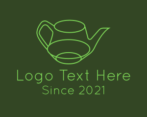 Tea Shop - Minimalistic Green Teapot logo design