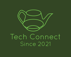 Tea Shop - Minimalistic Green Teapot logo design