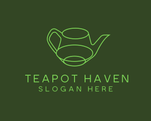 Minimalistic Green Teapot logo design