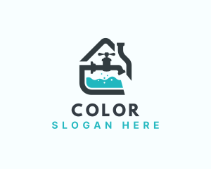 Water Pipe - Faucet House Plumbing Repair logo design