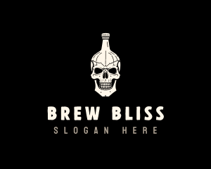 Liquor Bottle Skull logo design