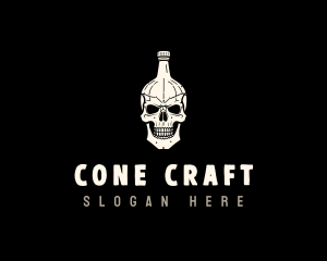 Liquor Bottle Skull logo design