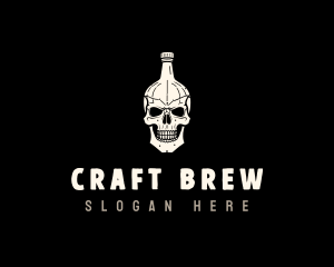 Liquor Bottle Skull logo design