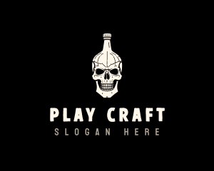 Liquor Bottle Skull logo design