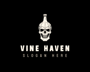 Liquor Bottle Skull logo design