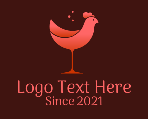 Hen - Chicken Wine Glass logo design