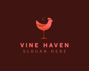 Chicken Wine Glass  logo design