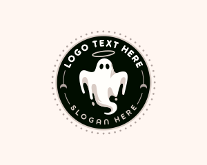 Haunted - Spooky Halloween Ghost logo design