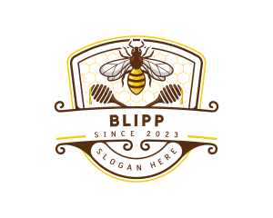 Emblem - Bee Honeycomb Hive logo design